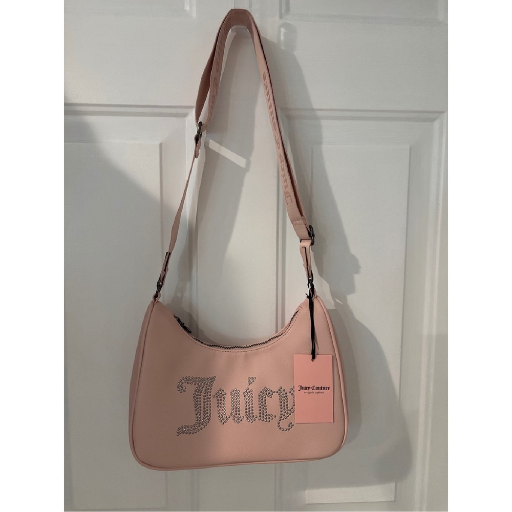 Juicy Couture Y2K Shoulder Bag Obsession Rhinestone Logo Purse Handbag Pink - Picture 1 of 5